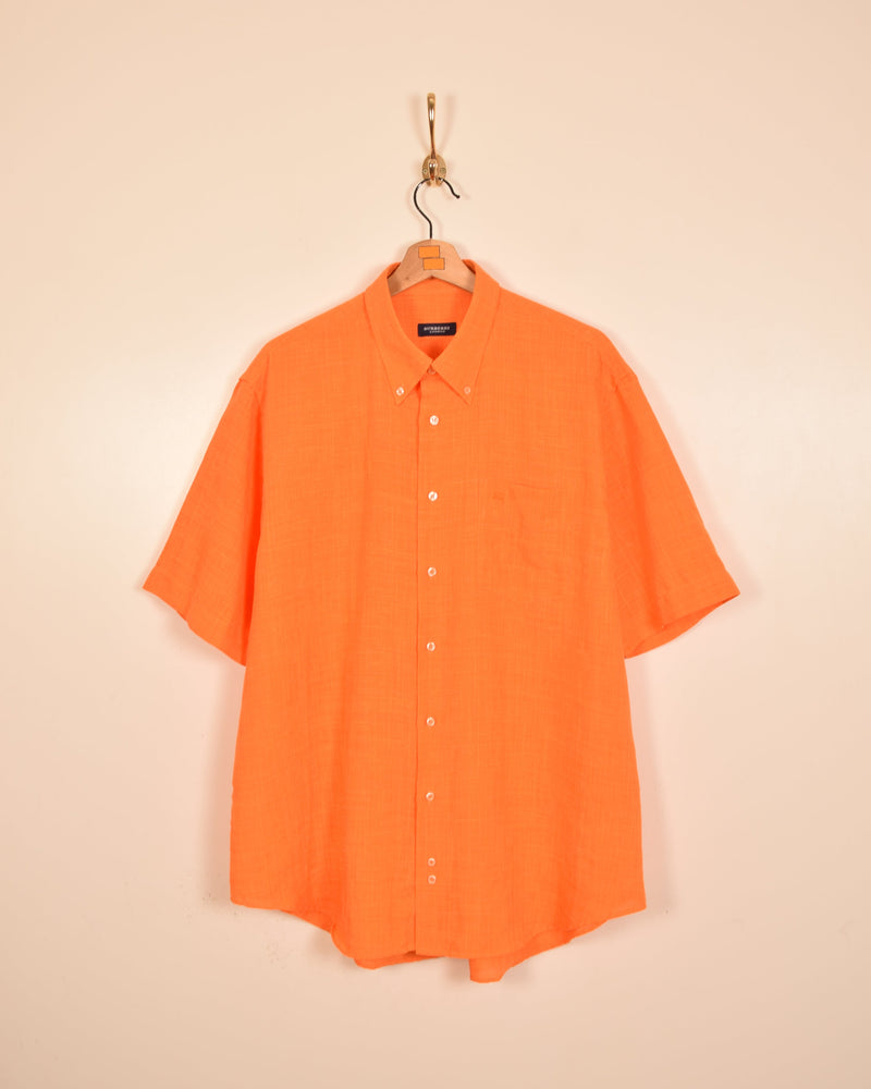 Burberry Vintage Linen Short Sleeve Shirt (XL)