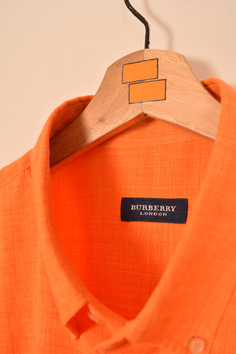 Burberry Vintage Linen Short Sleeve Shirt (XL)