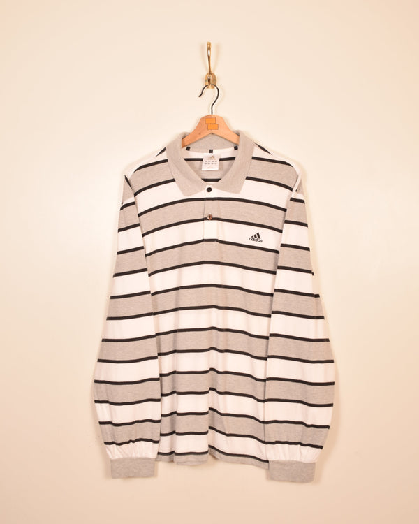 Adidas Vintage Long Sleeve Polo Shirt (XL)