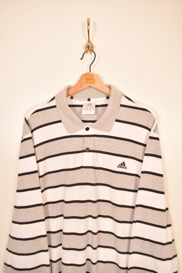Adidas Vintage Long Sleeve Polo Shirt (XL)